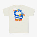 The Presidential Bring Change Home Youth T-Shirt is off-white with a blue scribble graphic on the back, featuring “INSPIRE,” “EMPOWER,” and “CONNECT” in bold yellow and orange handwritten-style letters.