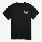 The black Obama Presidential Center Script T-Shirt features a small white circular logo on the upper left chest with “OBAMA PRESIDENTIAL CENTER” around an abstract O, inspired by Chicago’s South Side.