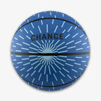Introducing the Obama Presidential Center Blue Basketball—a kids-size basketball from the Home Court collection, featuring a vibrant blue color accented with white radial lines and “CHANCE” printed in bold black at the top center. This unique basketball is perfect for young athletes or as a memorable keepsake inspired by the Obama Presidential Center.