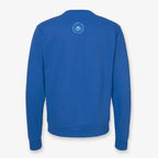 The Obama Presidential Center Hope Sweatshirt in royal blue is shown from the back, displaying a small circular white Obama Foundation logo with text and graphic near the neckline.