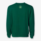 The Obama Presidential Center Hope Sweatshirt in green is shown from the back, featuring a small circular light green logo with text near the top center below the neckline.