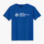 Showcased on a simple, light background, the Obama Presidential Center Logo Youth T-Shirt - Royal is a comfortable blue unisex youth tee featuring white Obama Presidential Center text and logo on the chest. This standout t-shirt is part of the official Obama Foundation collection.
