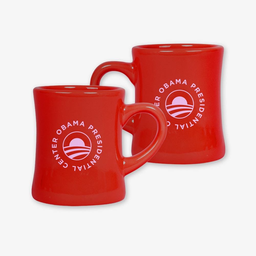 Two Obama Presidential Center Logo Mug, Red.