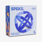 A box of Bluegrass Flex Set silicone fidget magnets, with a blue and white stress-relief toy pictured on the front and product details displayed on the packaging.