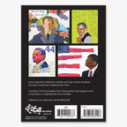 The Barack Obama Mini-Quilt Portrait Series postcard set features four quilted portraits with motivational text, handcrafted by Social Justice Sewing Academy students. Proceeds support nonprofits in underserved communities.