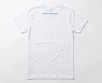 Back view of the Obama Presidential Center Symbol T-shirt - White, featuring a plain white design with the words BRING CHANGE HOME printed in small blue letters near the upper center by the neckline.
