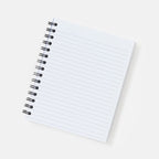 A blank, white, lined Obama Presidential Center Bring Change Home Notebook rests on a light gray background, angled slightly to the right with clean, unwritten pages.